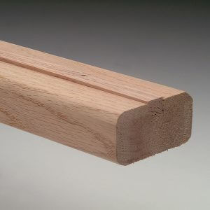 American Oak Stair Flight Shoe Rail with 12mm rebate and fillet
