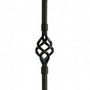 Twist with Basket Black Metal Stair Flight Baluster